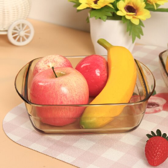 Bestfull Fashion Amber Round Oval Dishes High Borosilicate Glass Baking Dishes Cooking Bakeware Pan