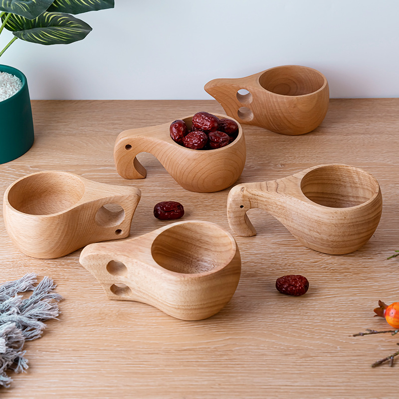 Simple Style Wooden Insulated Creative Household Handle Cup