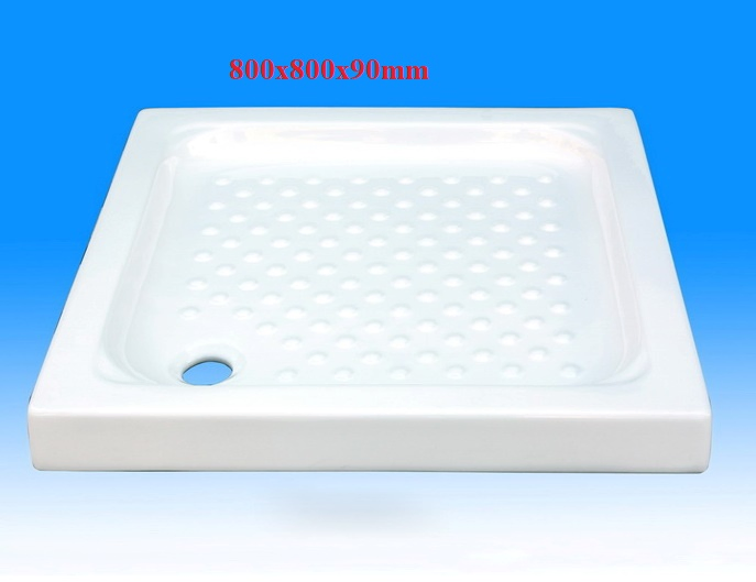 Ocst-80080090 White Square Ceramic Shower Tray in Size 800X800X90mm