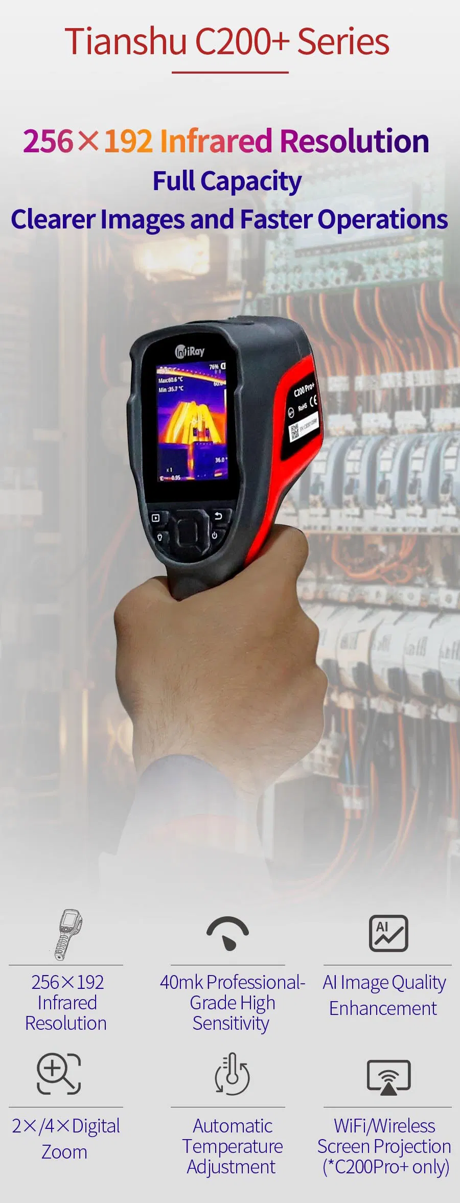 Handheld Thermal Imager with PRO-Grade Thermal Imaging Functions for Night Vision