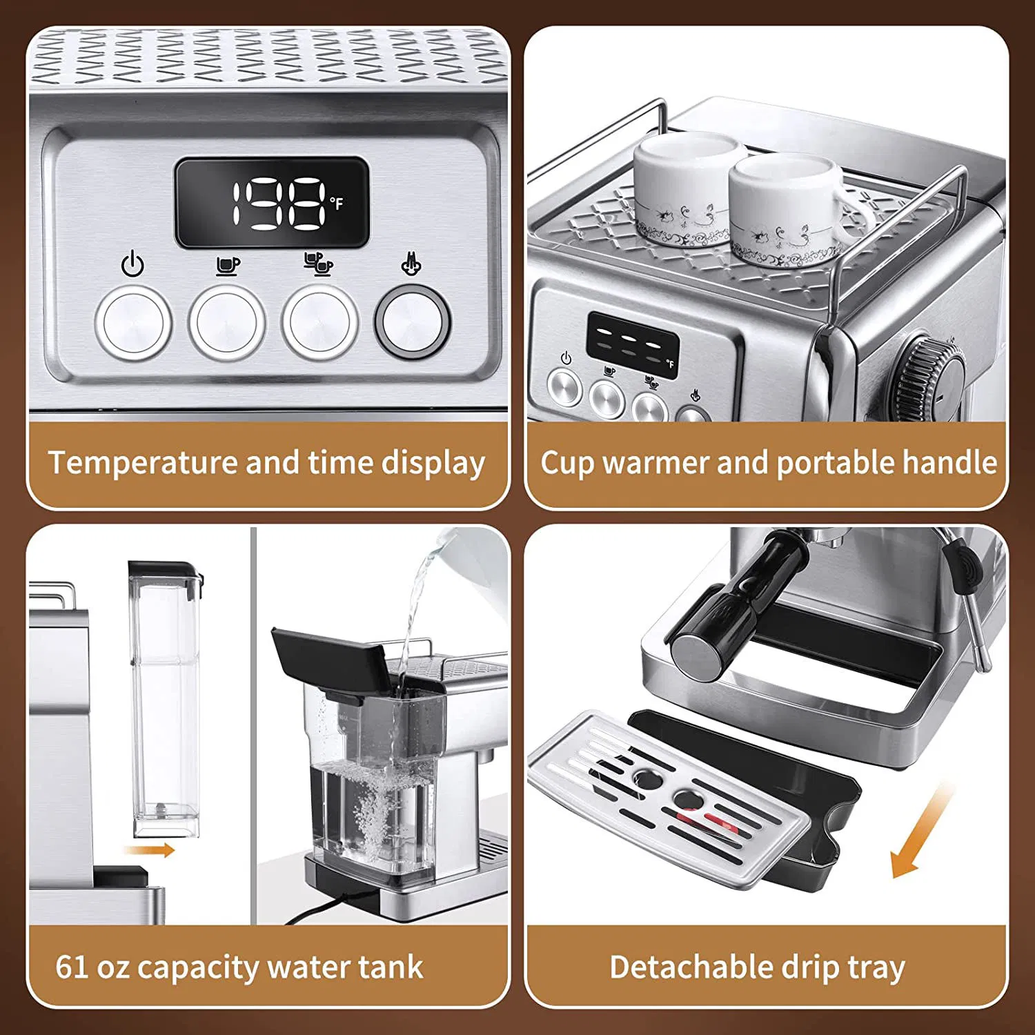 Espresso Machine Electric Coffee Maker S/S Housing High Quality Em3209