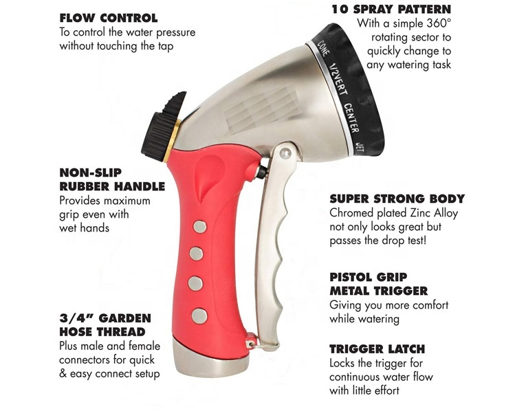 10pattern Gardening Watering Brass Nozzle Multi-Purpose Car Washing Cleaning Gun