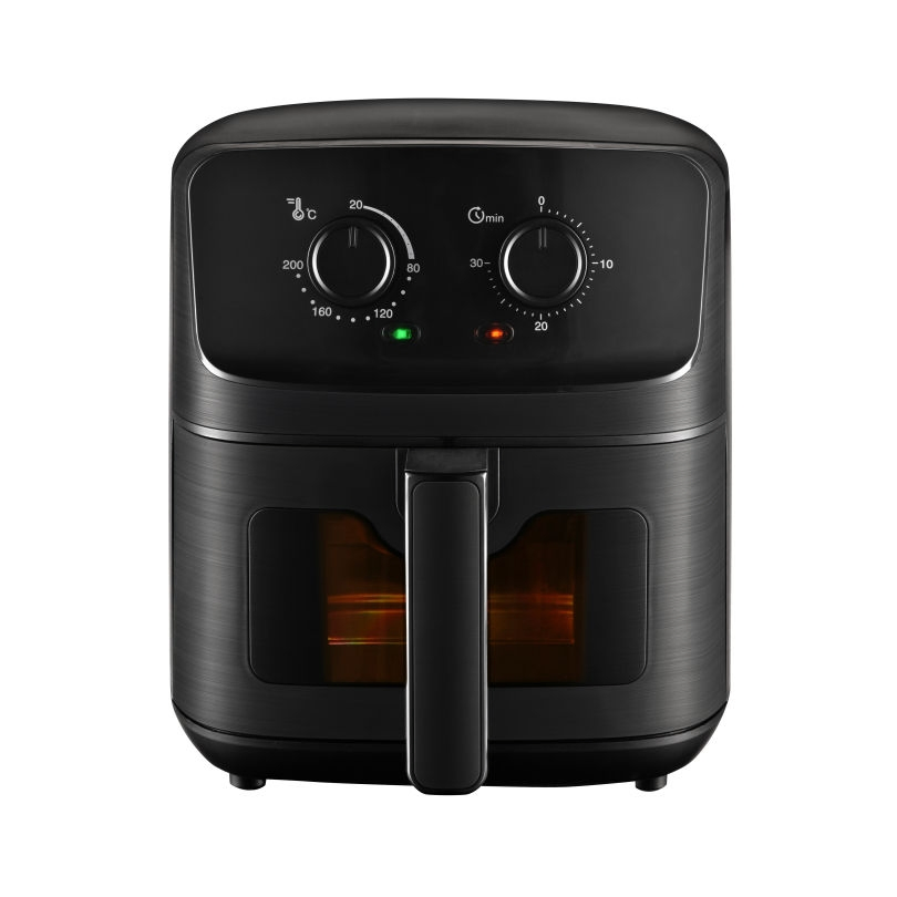 Knob-Controlled 4.5L Air Fryer: Viewing Window, Frying Tray & Non-Stick Removable Basket