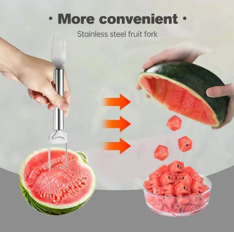 Premium Stainless Steel Watermelon Slicer and Serving Fork Set