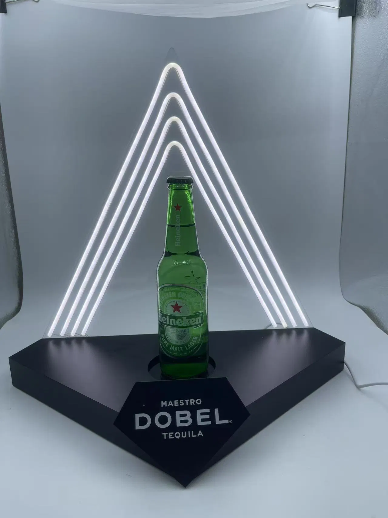 Customize Logo Bottle Glorifier Acrylic Wine Bottle Display Stand with LED