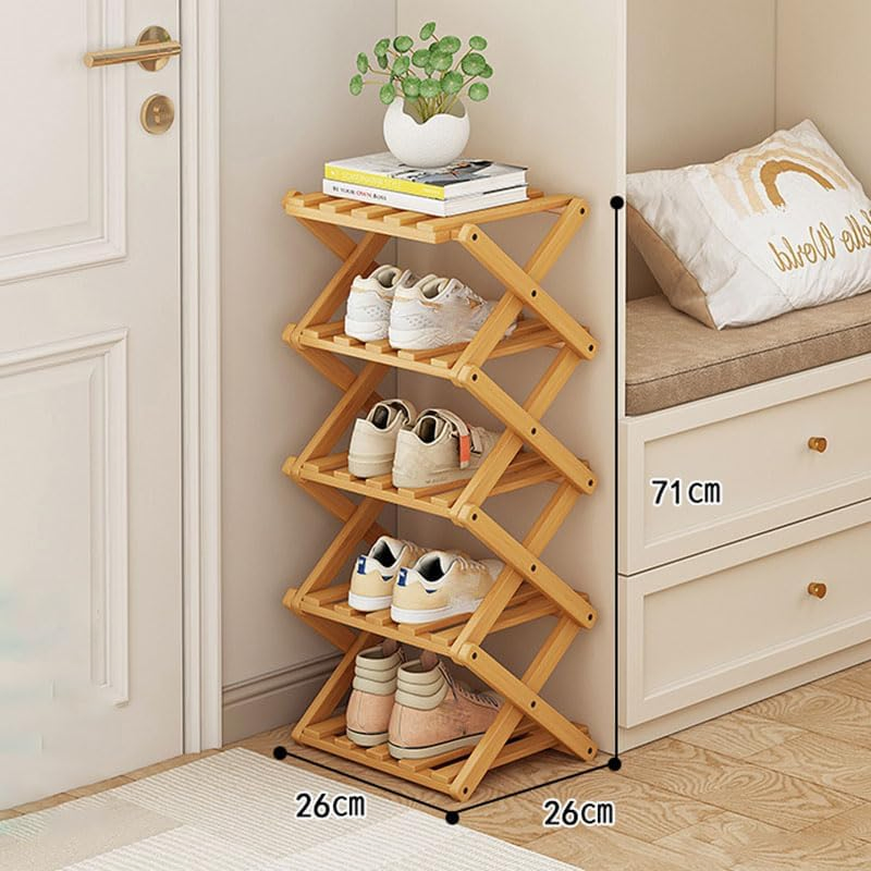 Bamboo Made Modern Minimalist Foldable Multi-Layer Living Room Bedroom Bamboo Shoe Rack