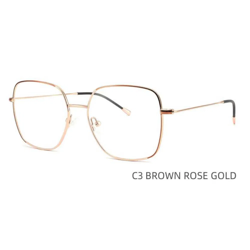 Bom-1142 Black Gold Square Metal Eyeglasses with Anti-Allergy Temple