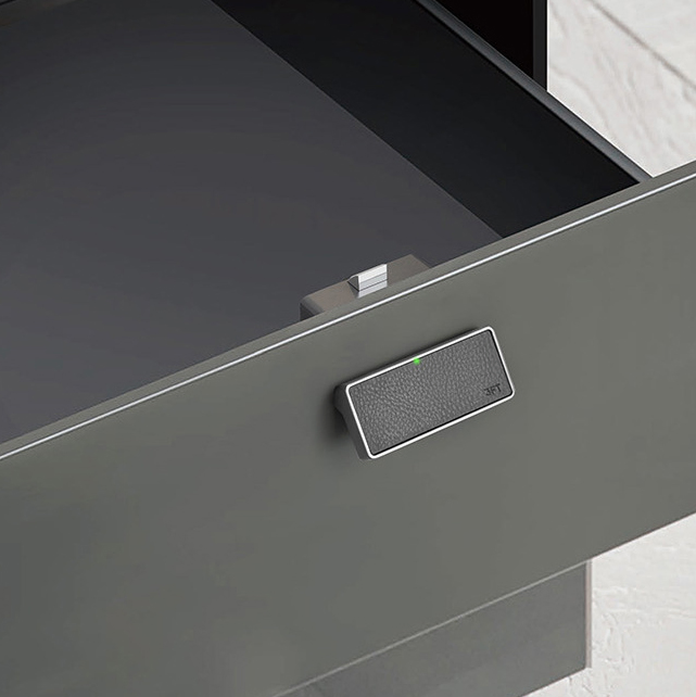 Smart Leather Fingerprint Cabinet Drawer Lock with USB Charging Black Electronic Locks