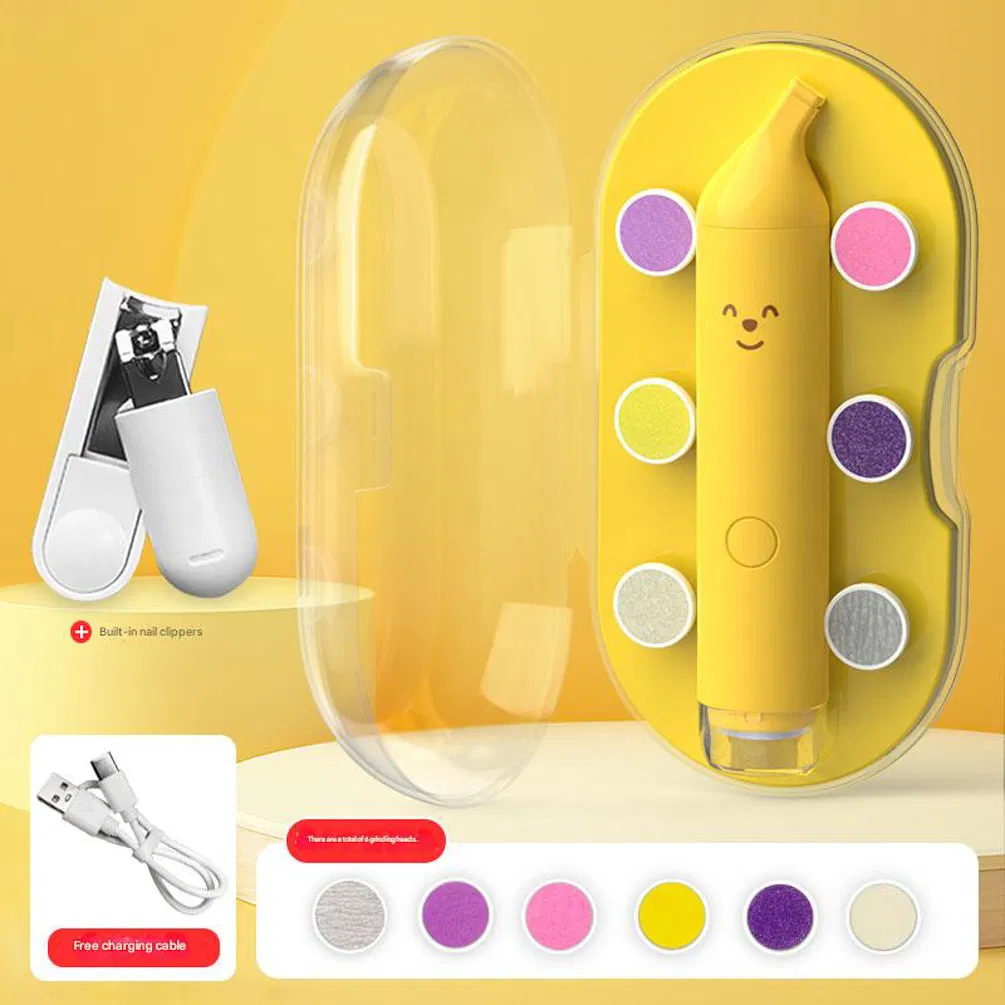 Cute Design 6 in 1 LED Light Electric Nail Clipper Rechargeable Safe Baby Care Nail Trimmer for Kids Manicure