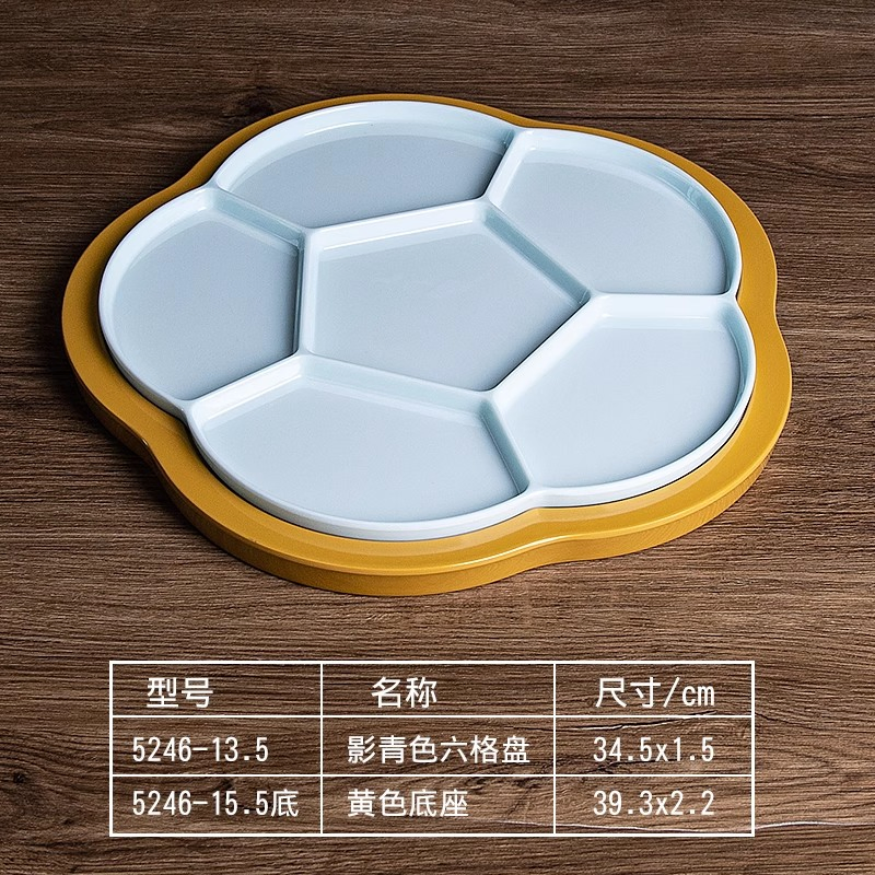 Melamine Hotel Flower Shape Dessert Plates Custom Divided 6 Section Serving Tray