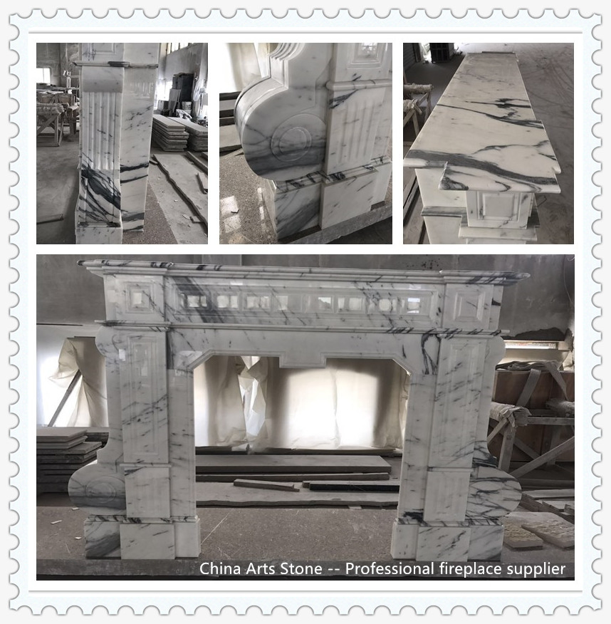 Bianco Arabascata White Marble Fireplace for Home Decoration
