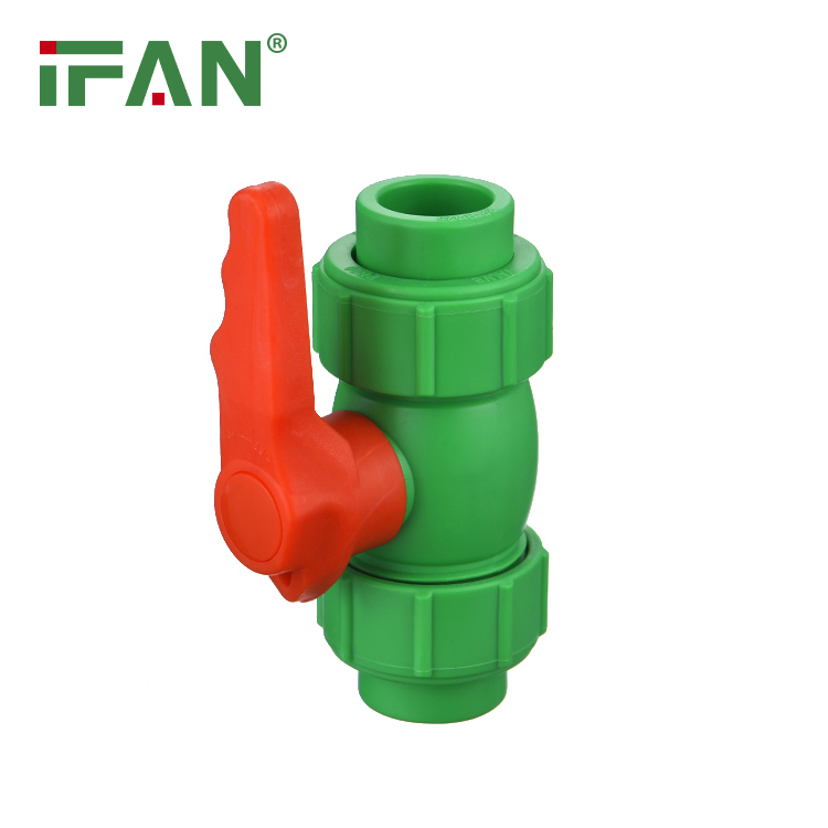 Ifan Factory Direct DIN 8077/8078 Plumbing Material 20-63mm Double Uinon Ball Valve PPR Pipe Fitting