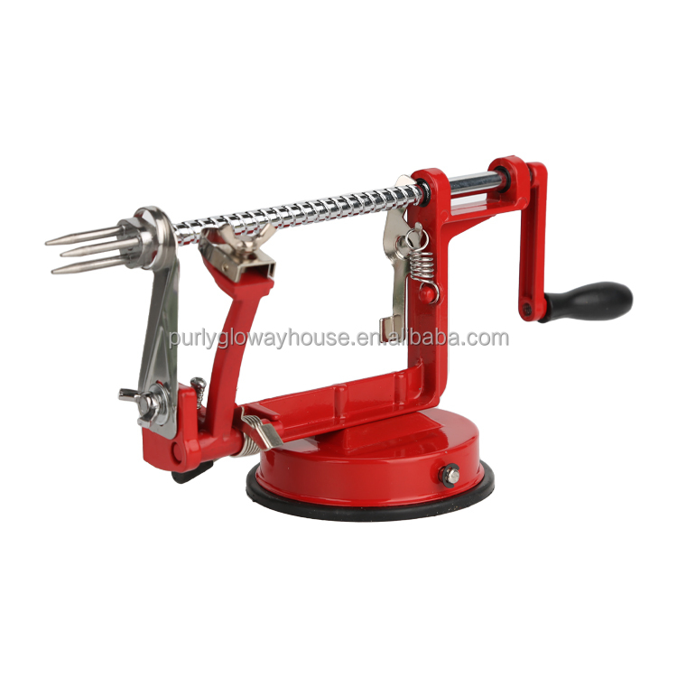 Gloway Kitchen Gadget 3 in 1 Multi-Function Stainless Steel Commercial Fruit Peeler Apple Peeler Corer Slicer Machine W/ Suction