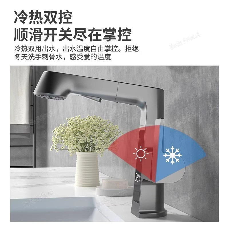 Смеситель для раковины с LED-дисплеем, цинковый сплав
