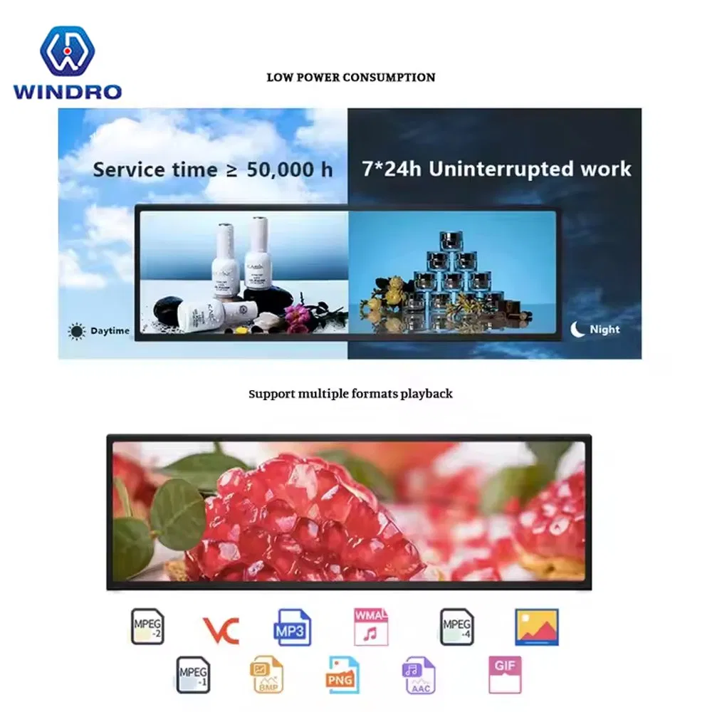 Широкий рекламный экран 37 дюймов, настенный, с HDMI