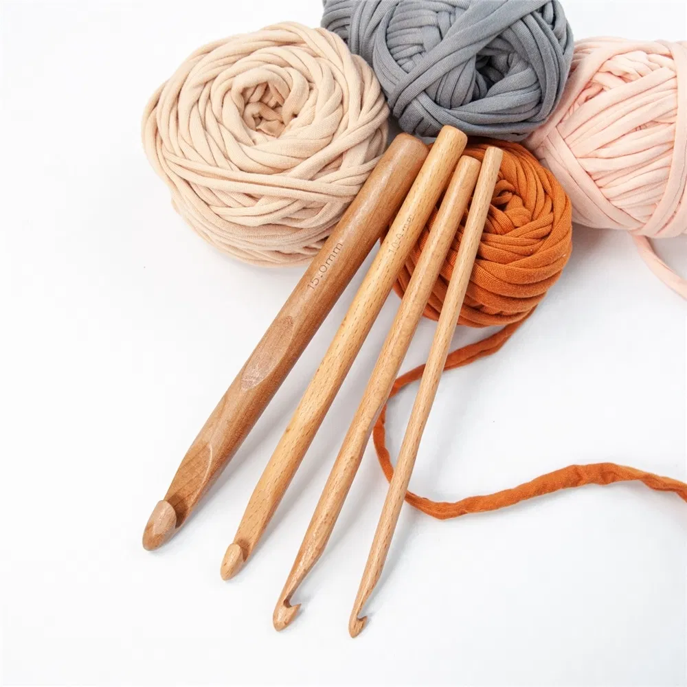 Beech Wood Knitting Crochet Hooks Set 6+8+10+15mm