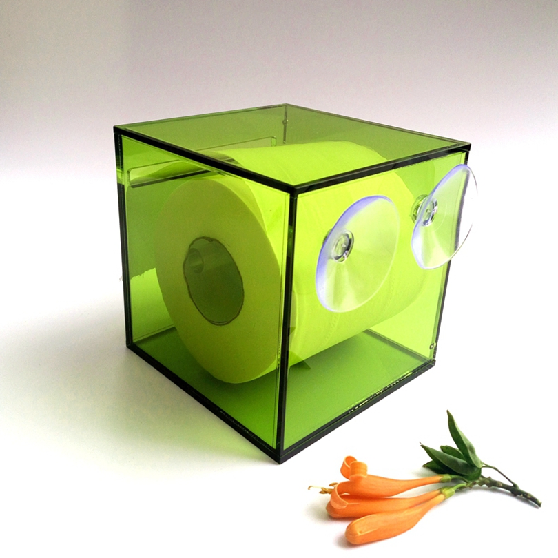 Custom Square Acrylic Toilet Paper Towel Holder Waterproof Tissue Box for Bathroom