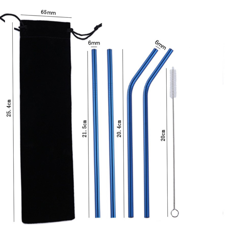 Popular Colorful Portable 304 Stainless Steel Straw Set