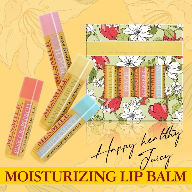 Luxurious 4-Piece Lip Care Set Fashion-Forward Lipstick Vitamin E Fruit Flavored Moisturizing Lip Balm Mineral Lip Balm Stick