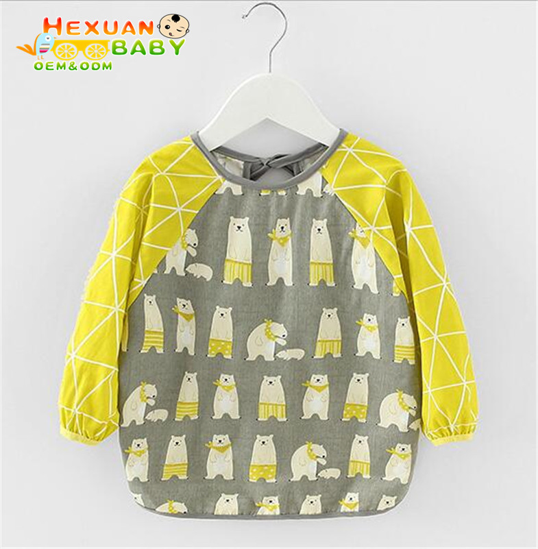 Waterproof Cotton Baby Bibs with Full Sleeve Design for Easy Feeding