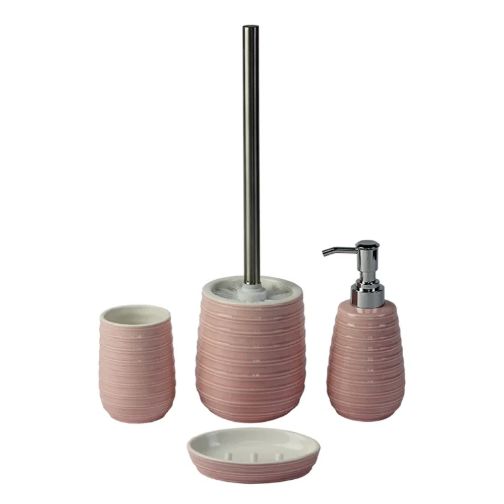 Ceramic 5-Piece Green Glass Bathroom Set for Bath Use