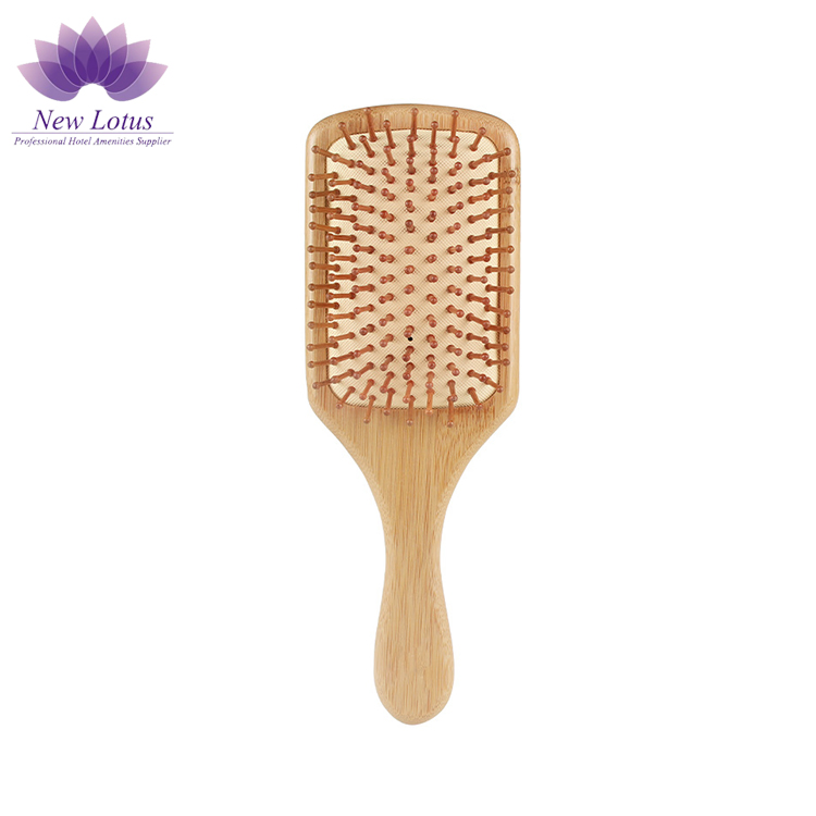 Gentle Bamboo Hair Comb Combined with Comfortable Cushioned Hair Brush