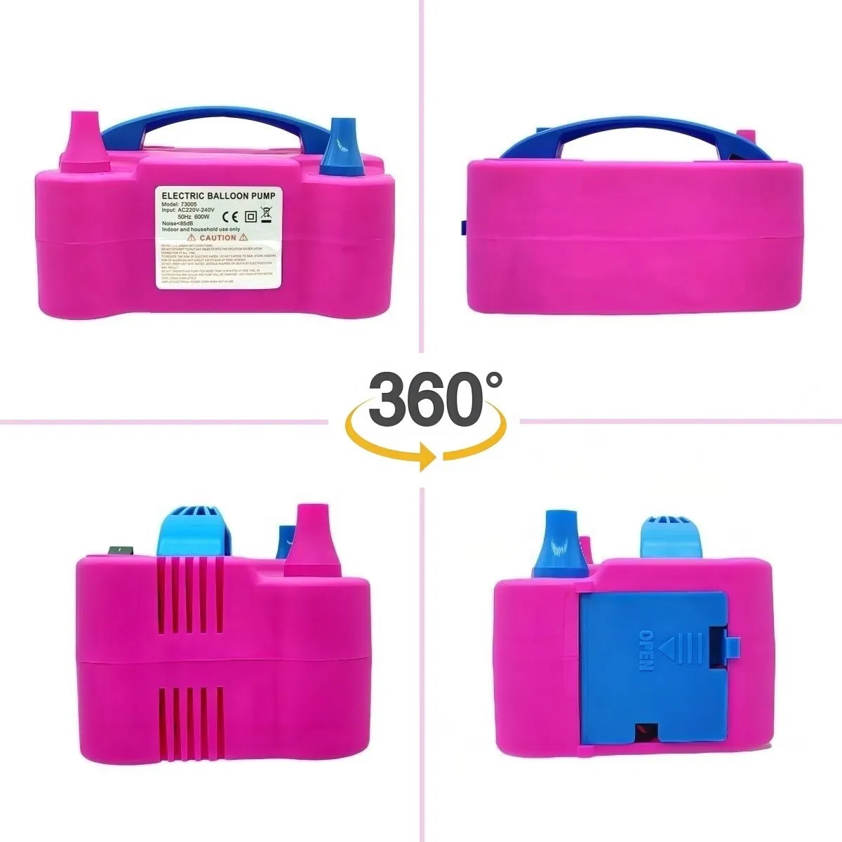 73005 Mini Balloon Pump Electric Air Pump Quickly Inflate Pump Dual Nozzle Electric Balloon