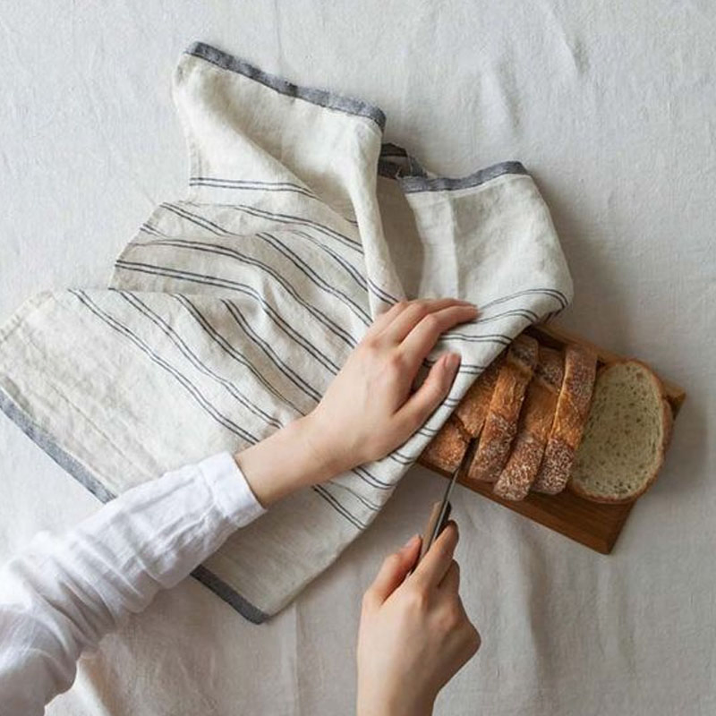 Tea Towels Handmade Linen Kitchen Towels PP Bag Woven Kitchen Textiles Natural Eco Friendly French 100% Linen Customized Size