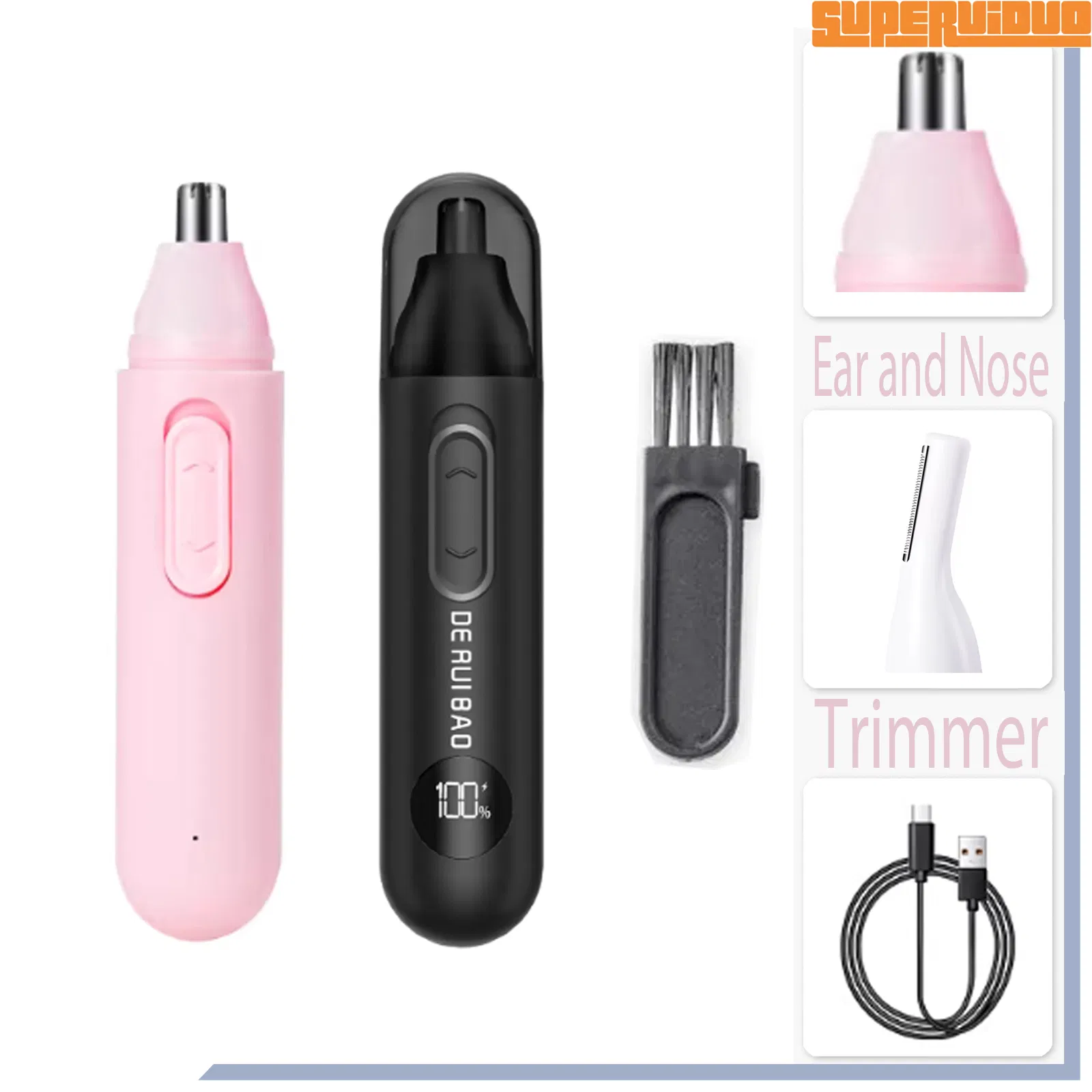 Detachable Components for Easy Rinse Ear and Nose Trimmer