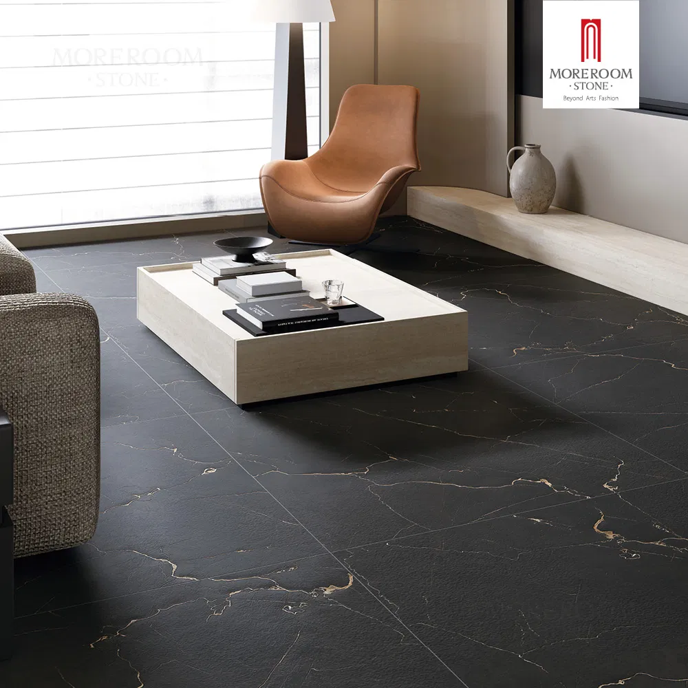 Sintered Minotaure Black Marble Look Black Slabs for Luxury Dining Table and Coffee Tables