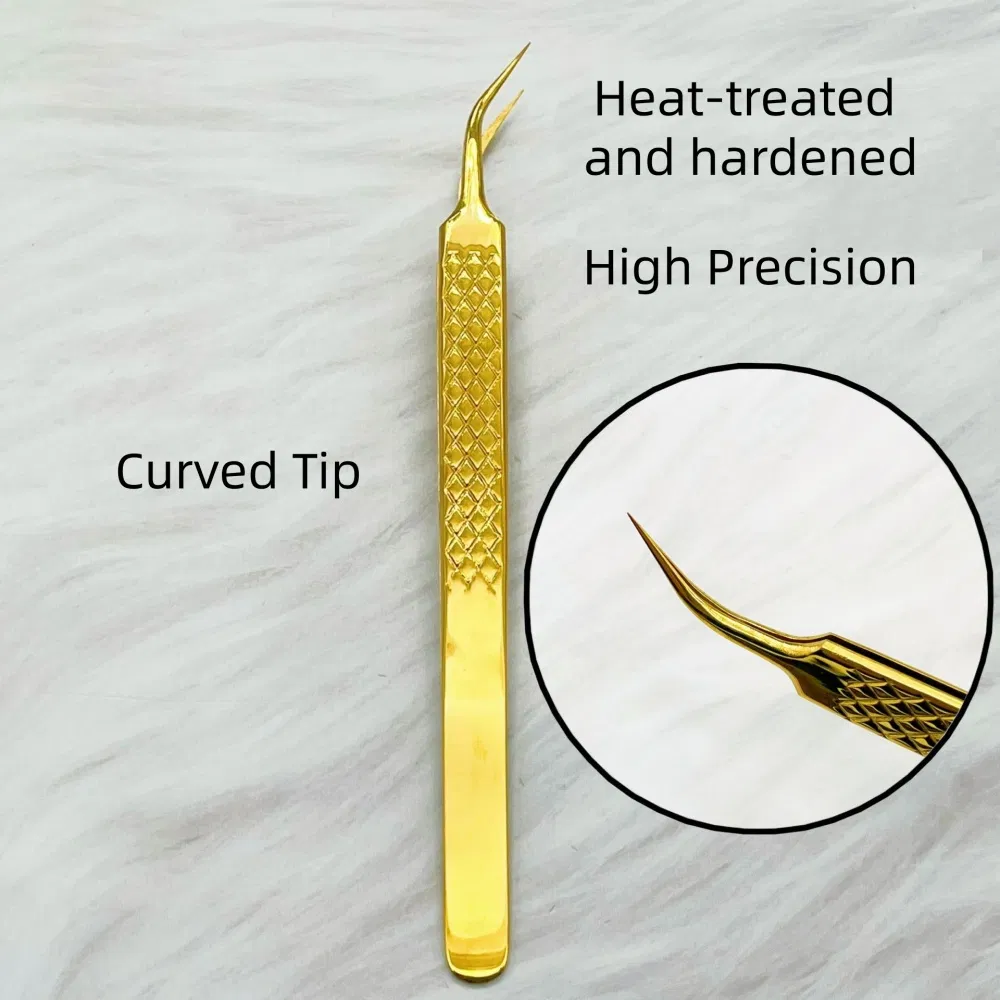 Best 45 90 Degree Isolation Metal Gold Volume Lash Eyelash Extension Tweezers