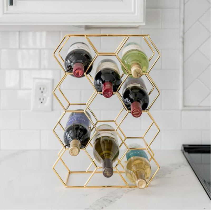 Black Wine Rack Hexagonal Counter Top