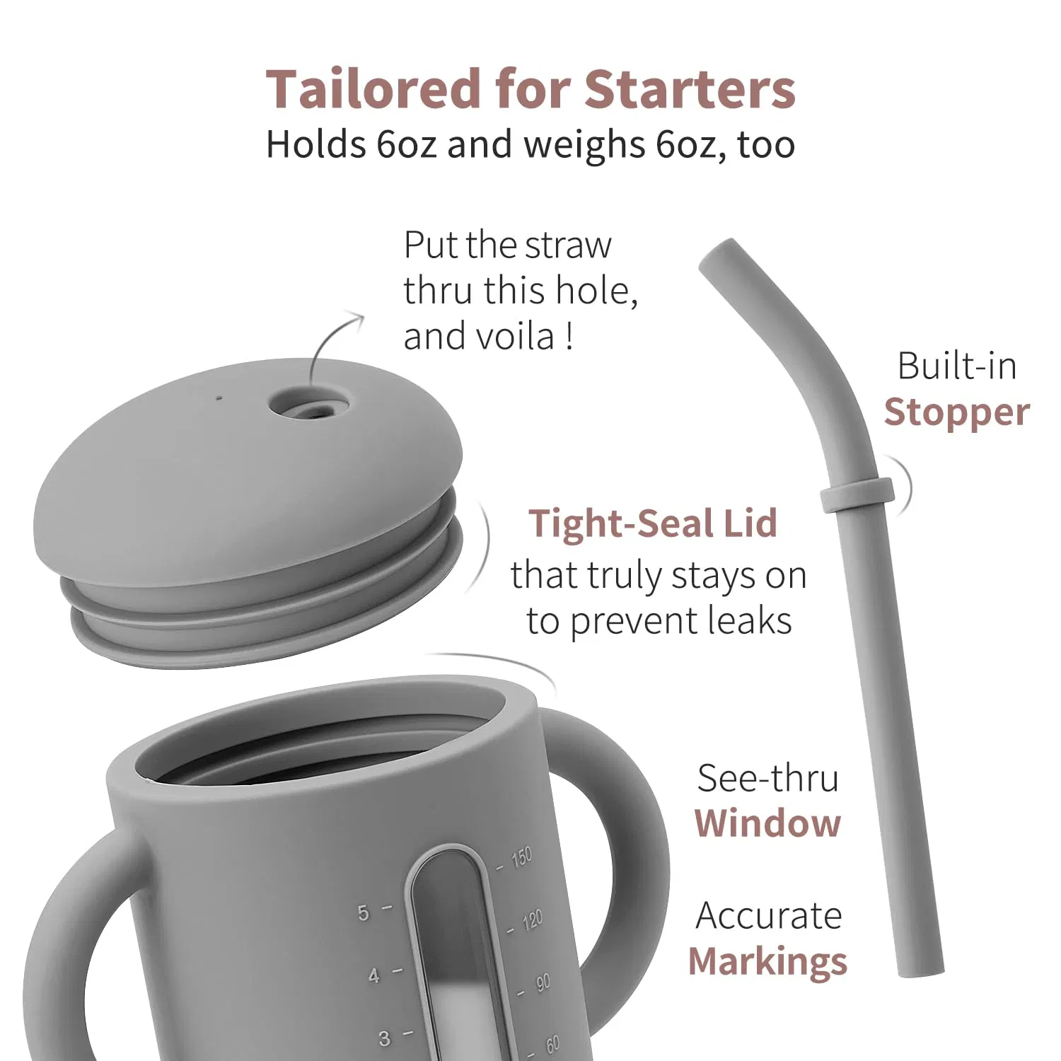 Baby Silicone Sippy Straw Water Cup