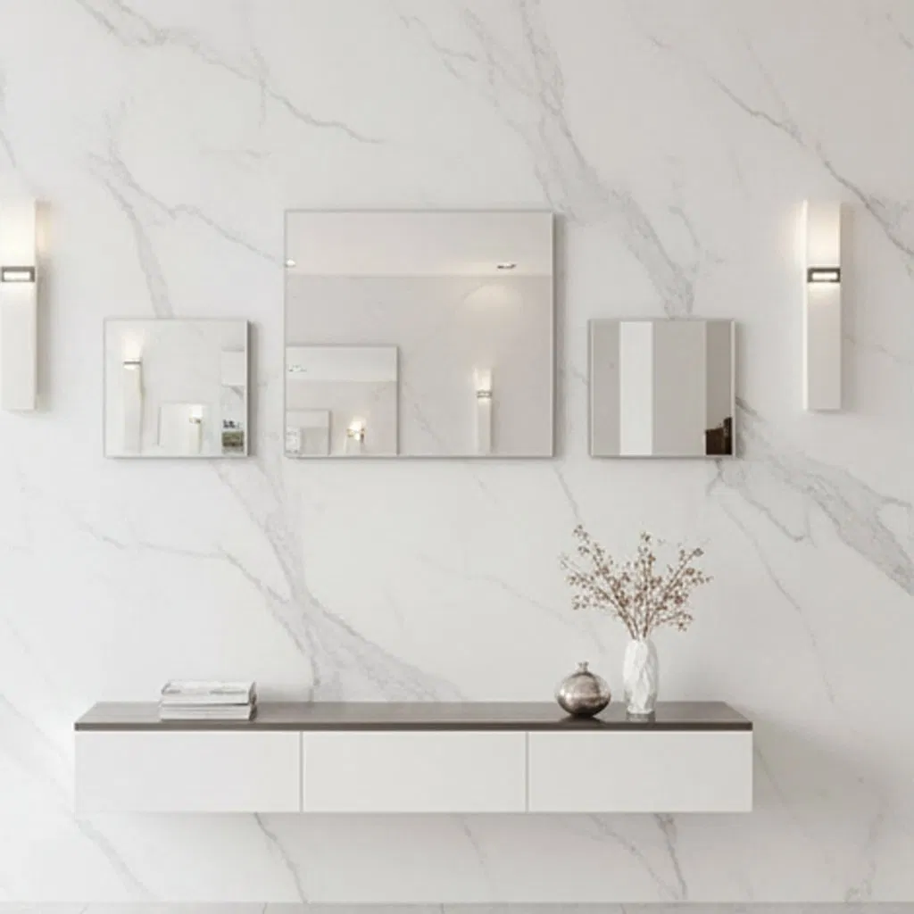 Large Decorative Mirror with Stylish Frame for Living Spaces