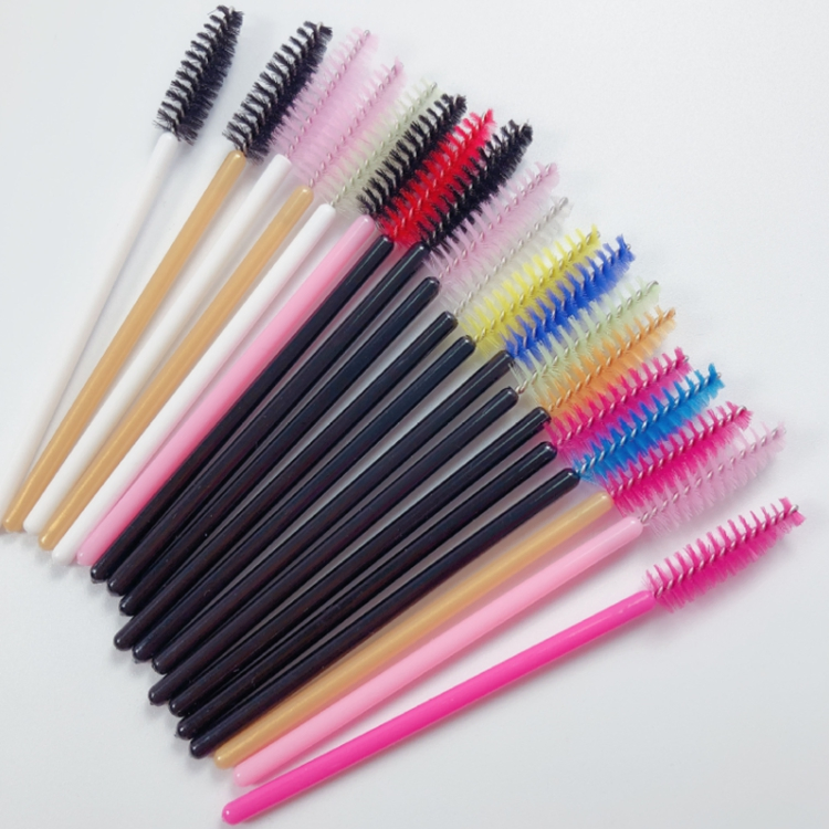 Wholesale 50PCS Per Pack Pink Glitter Disposable Lash Extensions Cleaning Brush Mascara Wands Eye Brow Lash Cleansing Brush