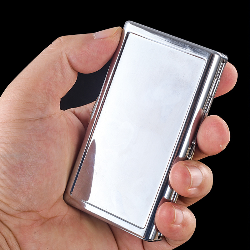 Ea530 Custom Engraved 14 Capacity Silver Leather Metal Zigarettenetui Zeit Tobacco Smoke Portable Luxury Cigarette Tin Case