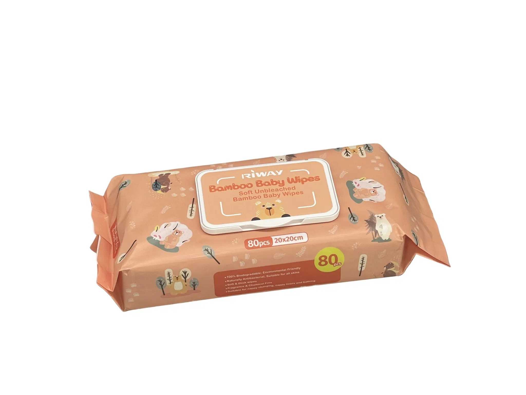 Natural Unbleached Bamboo Baby Water Wipes for Sensitive Skin Care