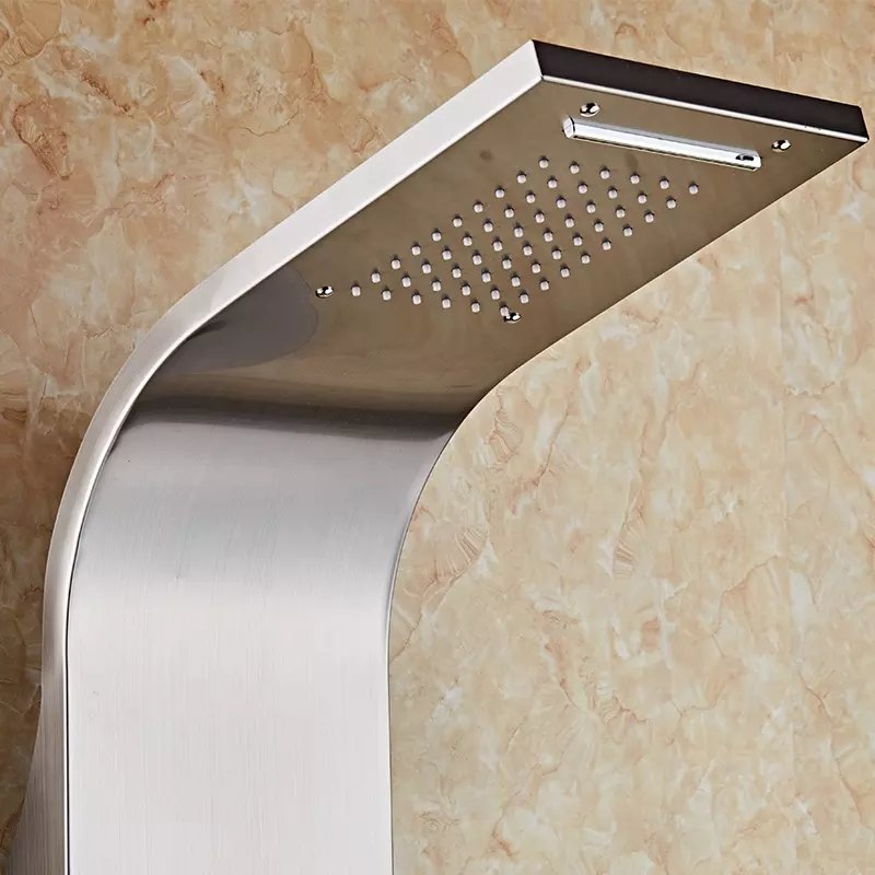 Shower Panel Bathroom Wall Mounted Stainless Steel Waterfall Black Shower Column Set Tower Jets Shower Panels Thermostatic Columna Ducha