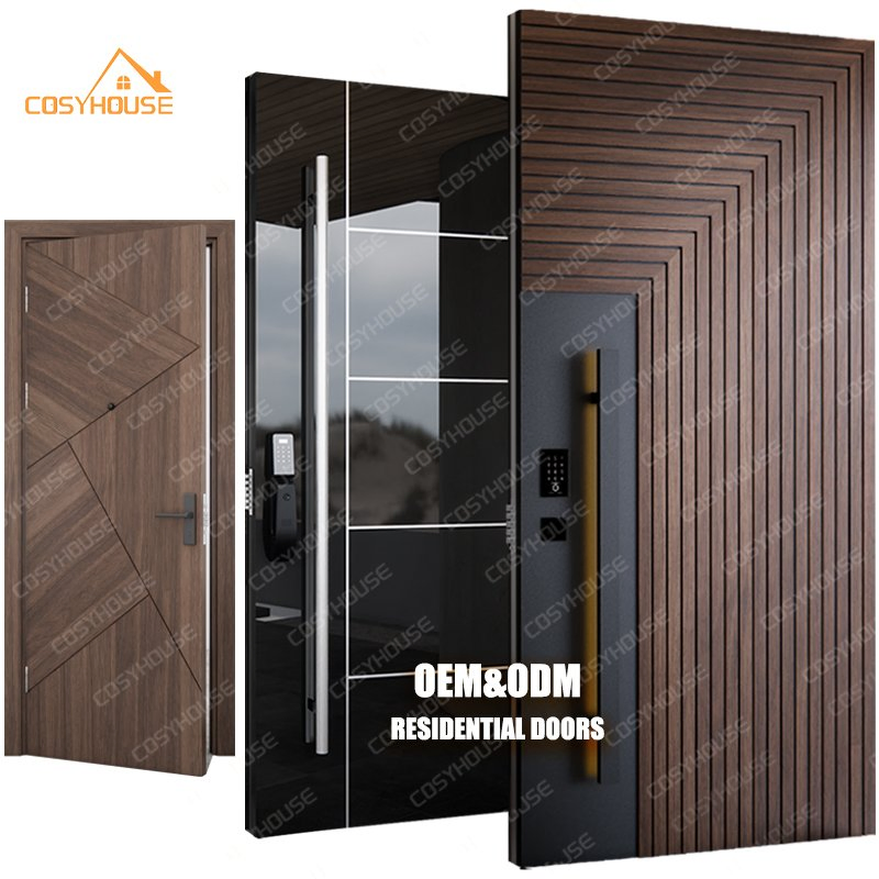 Modern Residential Wooden and Metal Doors for Interior and Exterior Use House Room Entry Front Main Doors for Apartment Villa Projects