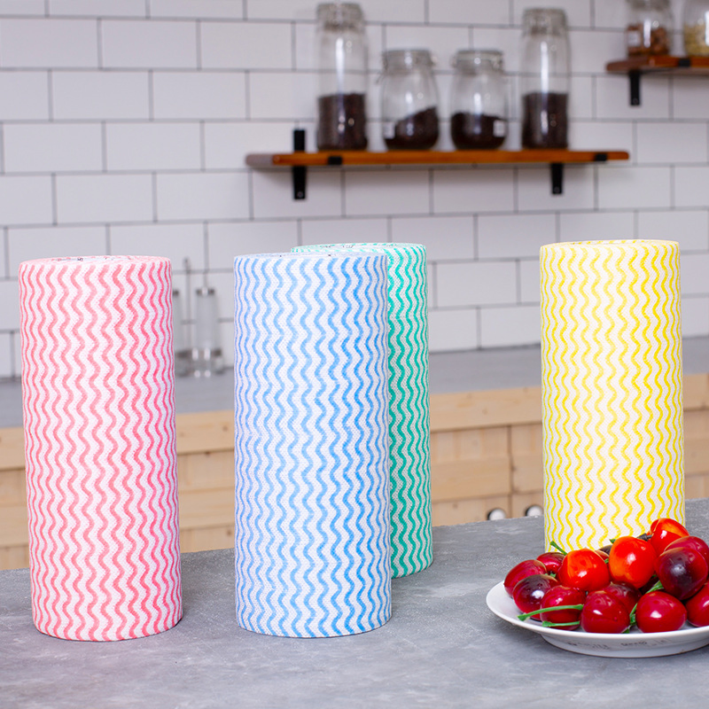 Non-Woven Fabric Washing Cleaning Cloth Towels Kitchen Towel Disposable Striped Practical Rags Wiping Scouring Pad