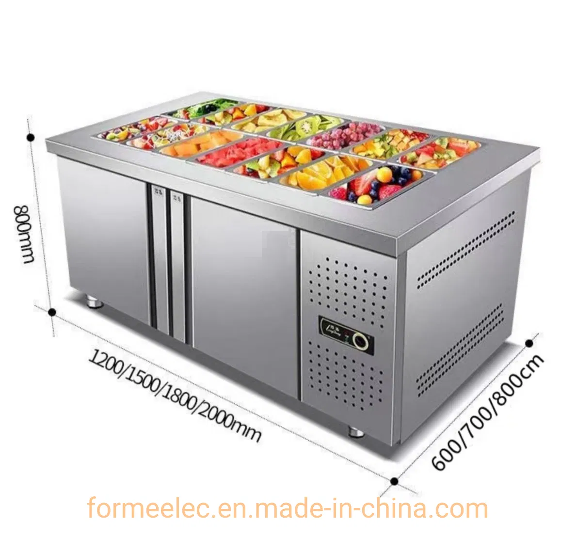 180cm Kitchen Refrigerator Salad Cabinet Direct-Cooling Commercial Kitchen Freezer Worktable