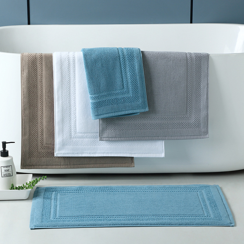 Wholesale Cotton Solid Color Jacquard Bath Mat Rectangle Hotel Floor Mat Towel