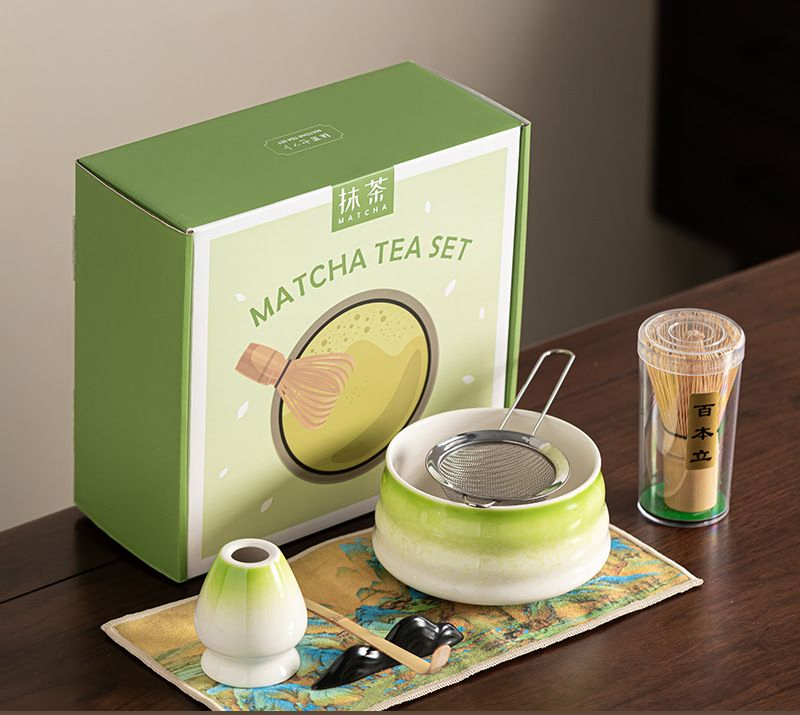 7 PCS Matcha Bowl Ceremony Accessory Japanese Morganic Whisk Chasen Kit Tools Set Spout Coffee Tea Tools