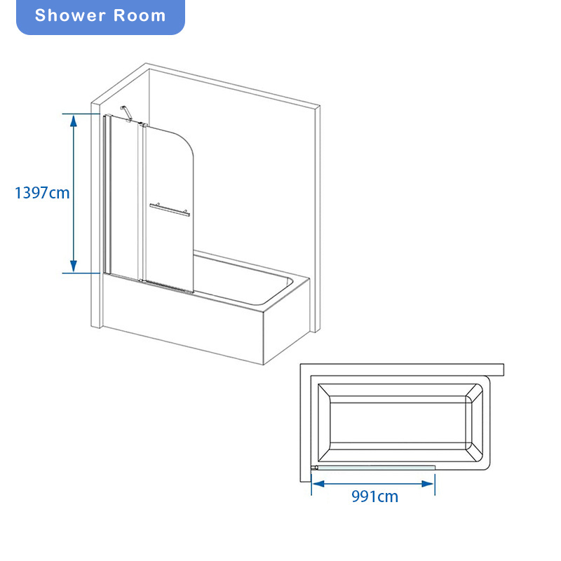 Custom Silver Aviation Aluminum Straight Shower Room Foldable Bathtub Shower Screen Door