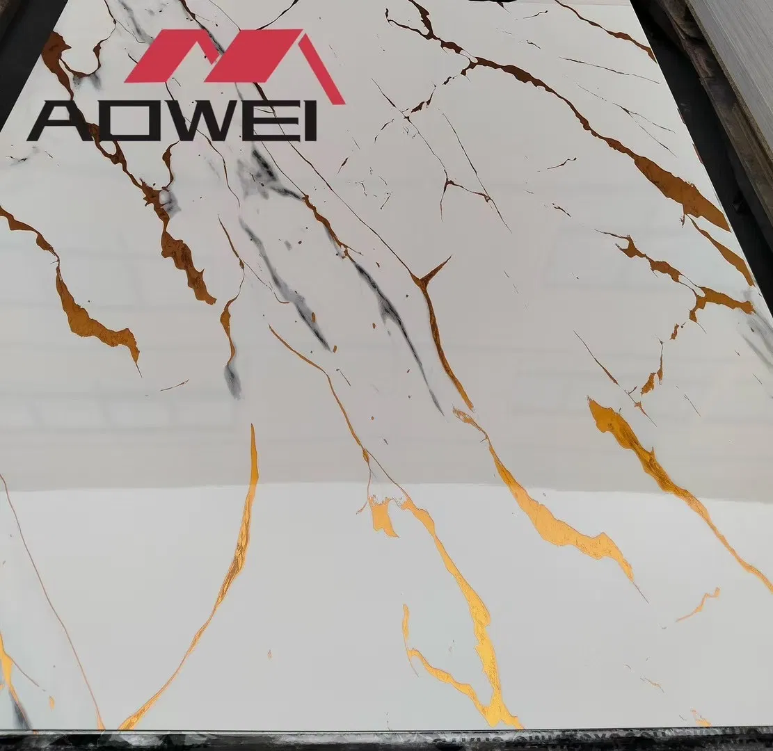 Premium High Gloss White Marble Laminate Panel with UV Shield