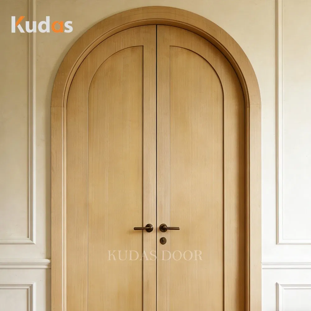 White Oak Solid Wood Swing Bedroom Hinged Wooden Interior Arched Double Door