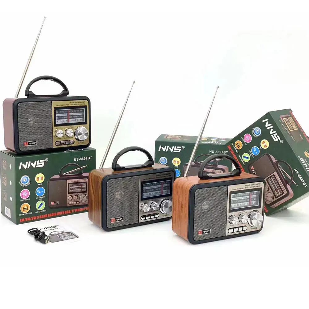 Ретро радио NS-8897BT с Bluetooth, деревянный корпус