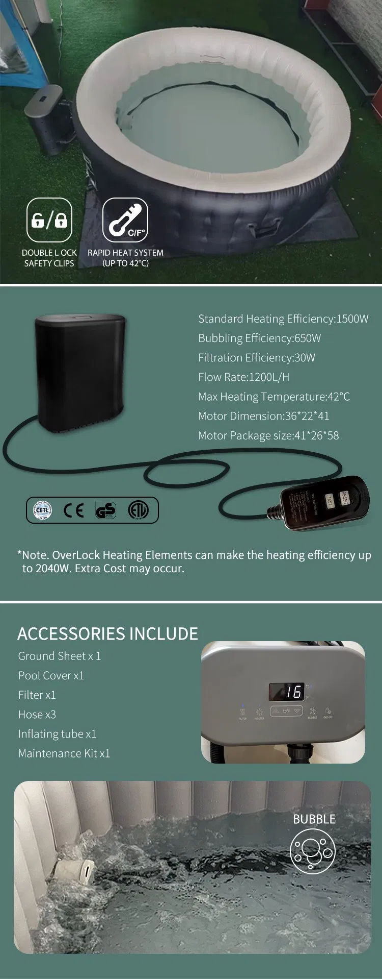 Starmatrix Sm210002 Outdoor Portable Inflatable Warm Hot Water Hot Tub