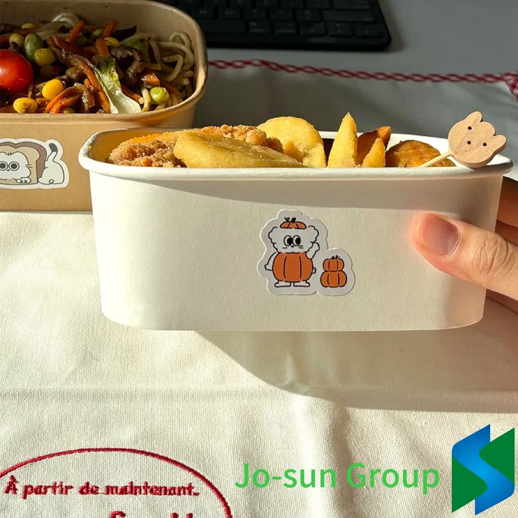 500ml Brown Rectangular Salad Bowl Disposable Lunch Box Takeout Light Fruit Picnic Tableware