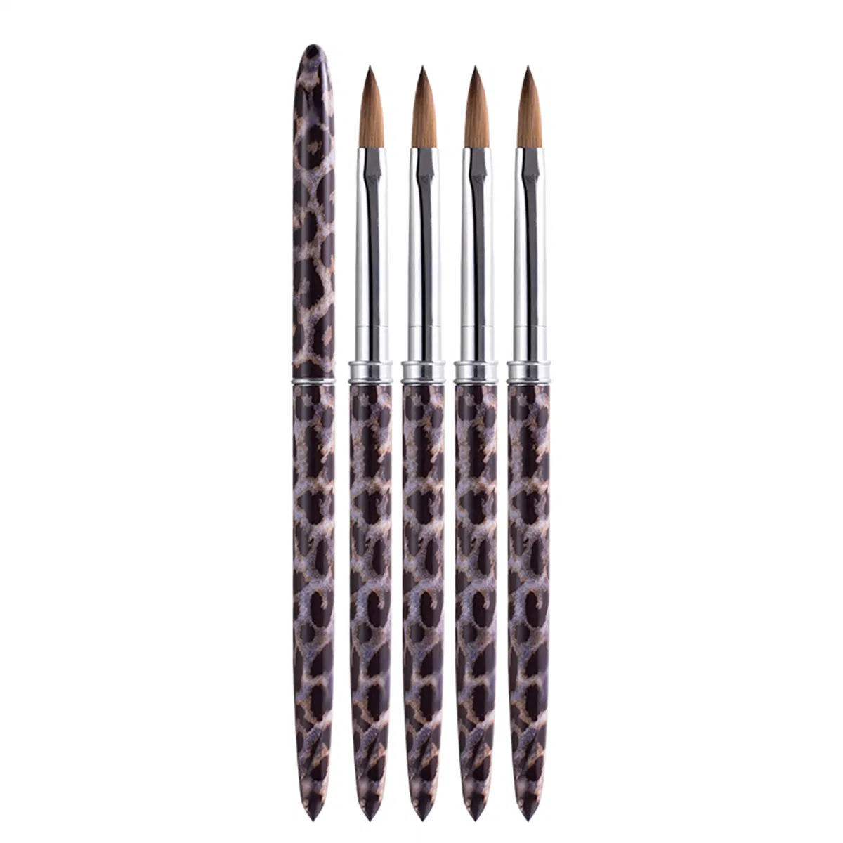 Custom Logo Leopard Print Nail Brushes 100% Kolinsky Acrylic Nail Brush Pure Kolinsky Nail Art Brush Nail Tools